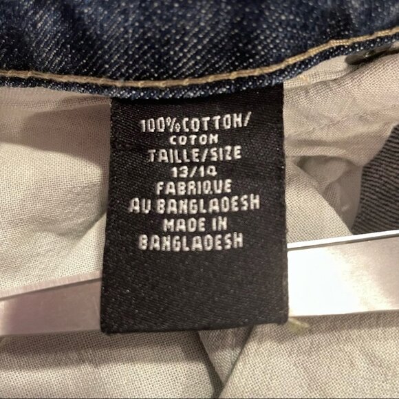 Vintage Y2K Denim Mini Skirt Sz L Blue Jean Distressed 13/14 Trendy - Picture 6 of 9